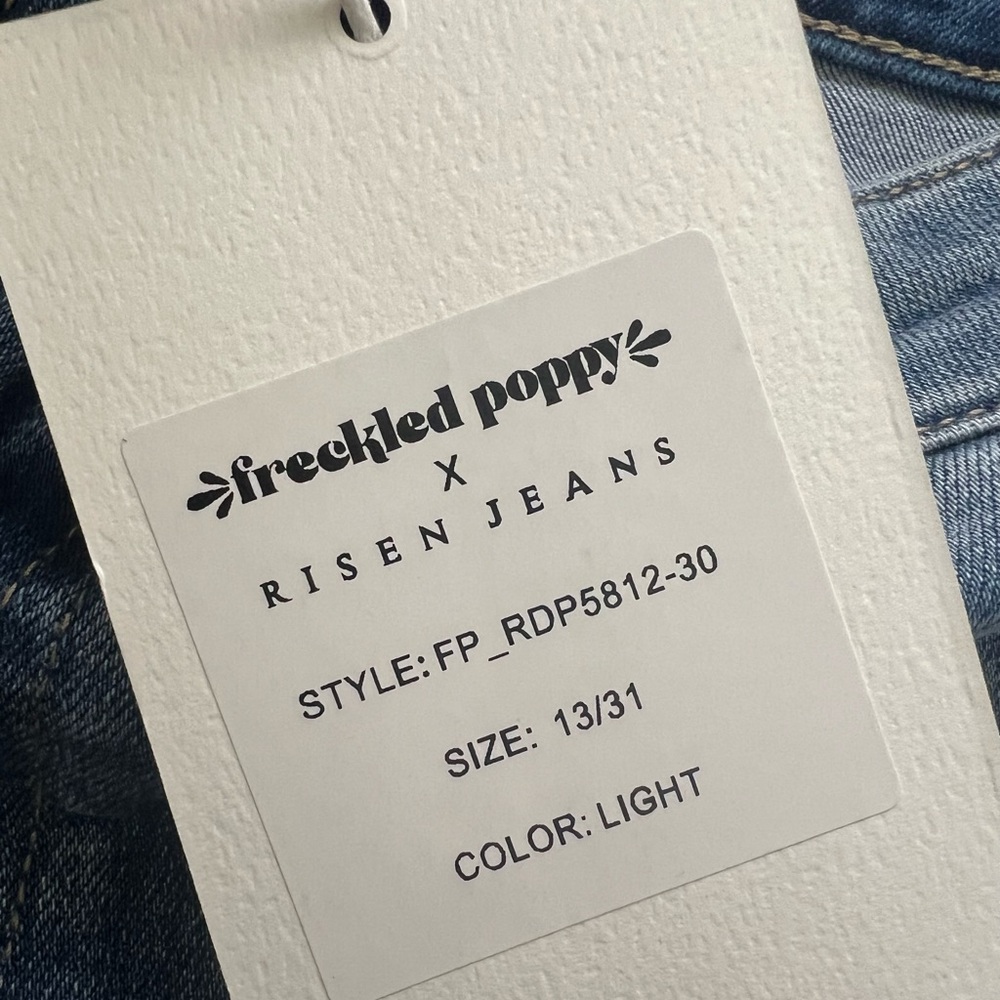 Freckled Poppy x Risen retro high rise waist boot cut flare Jeans Size 13/31 - Picture 6 of 9